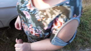 ���హిరంగ ఫక్ రష్యన్ BBW she sucks cock and get fucked బయట